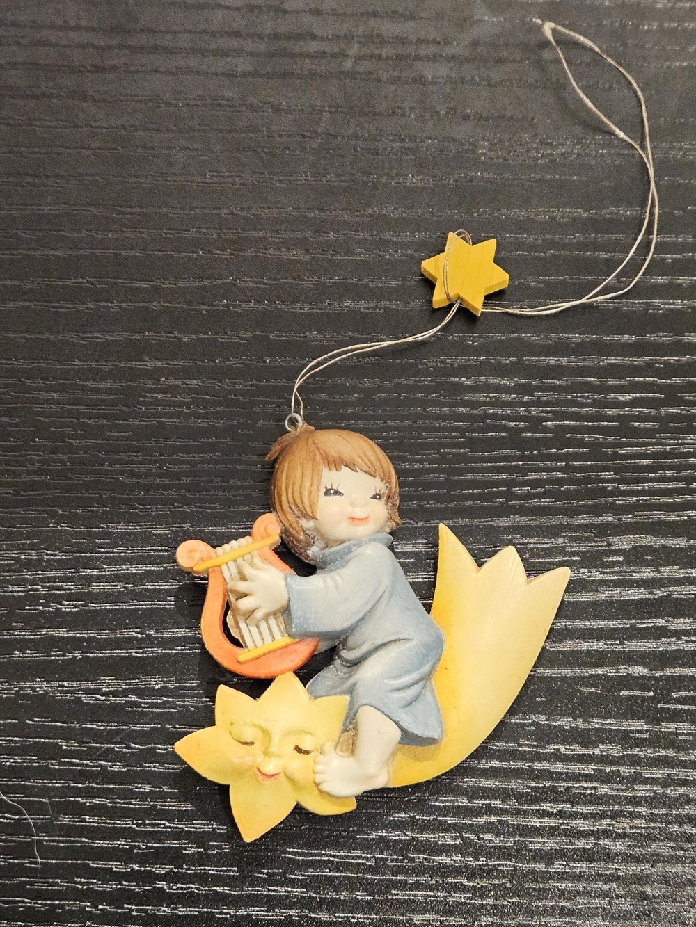 Ferrandis Anri Art Italy Child on Yellow Star Ornament